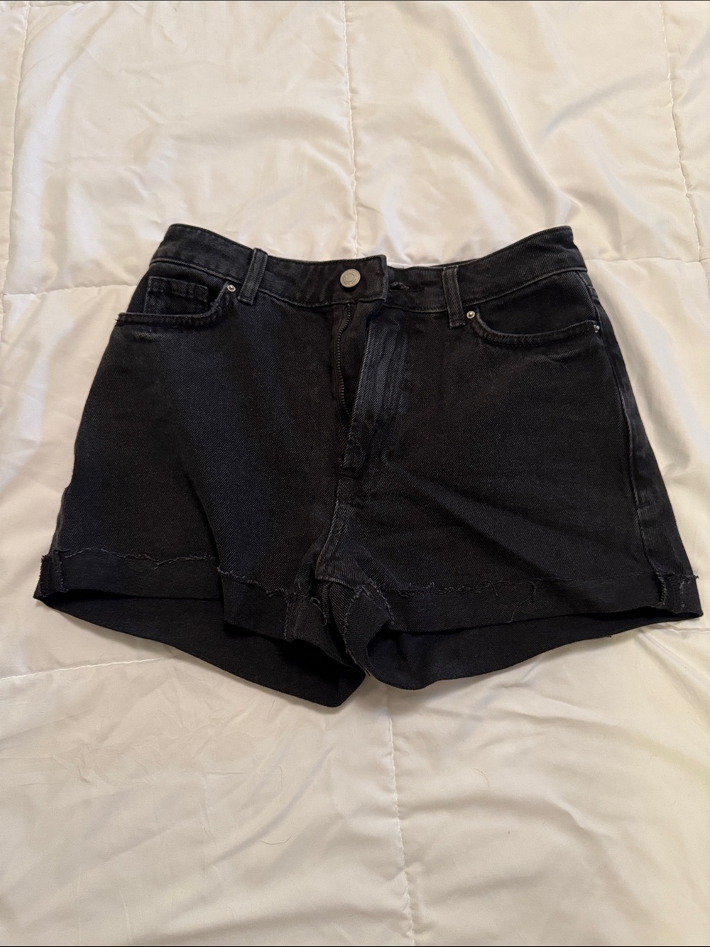 Womens Black Denim High-Rise Shorts - ASOS NEW LOOK DENIM